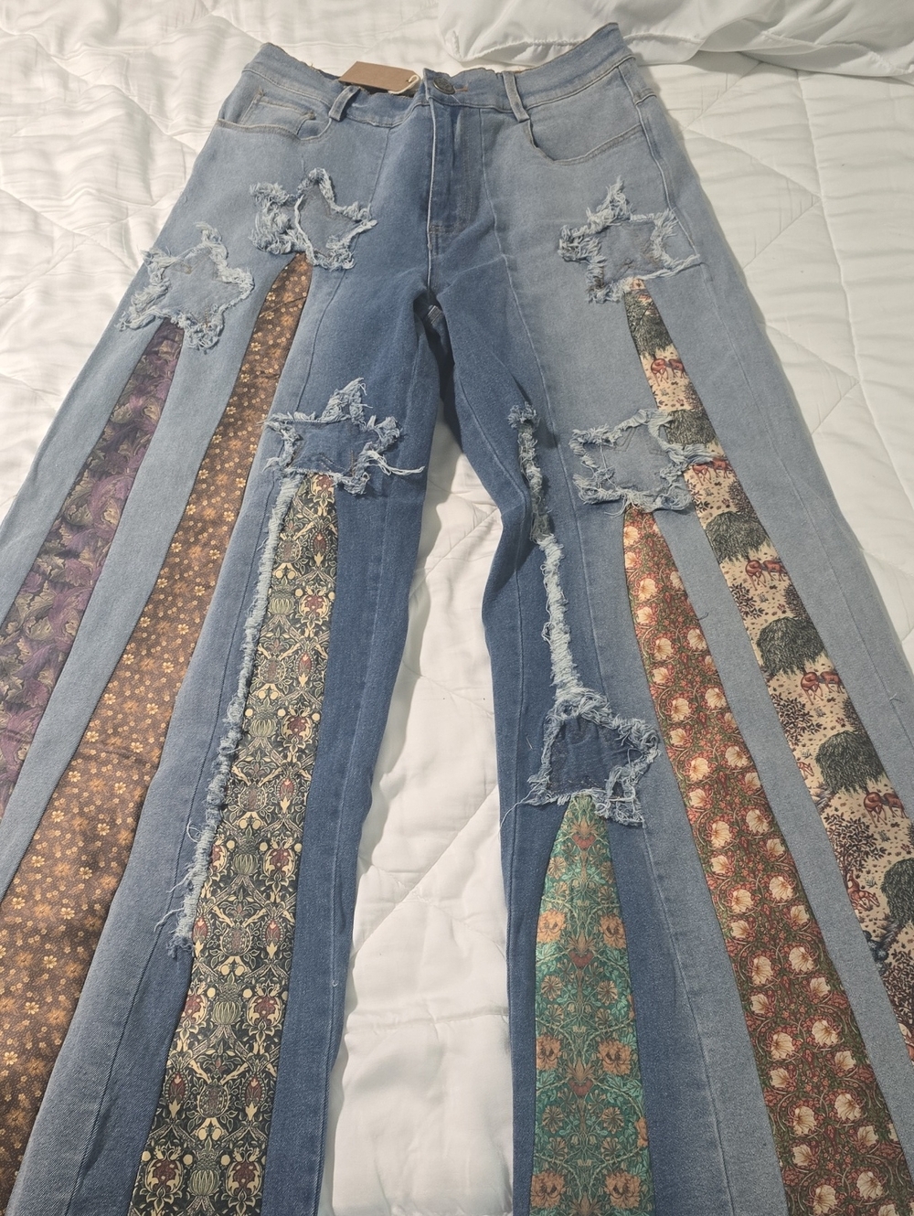Upcycled Rare Bird Patchwork  Jeans